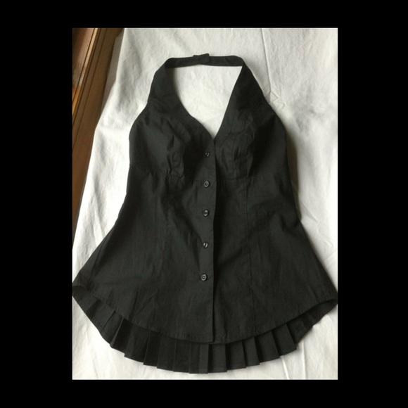 Moda International Tops - *SOLD* Victoria's Secret Moda International RETRO Halter TOP PEPLUM, Black XS